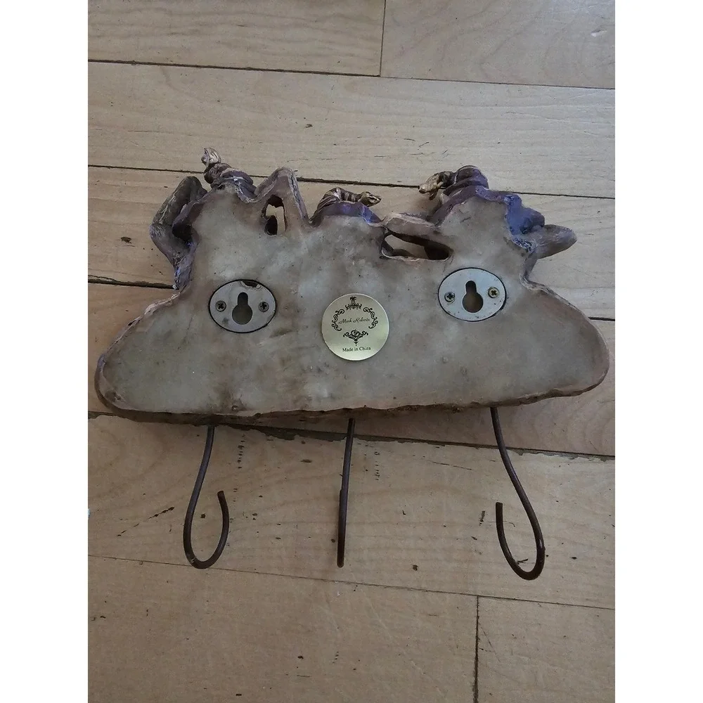 Mark Roberts Three Wise Monkeys Wall Hook Rack See Hear Speak No Evil Bronze